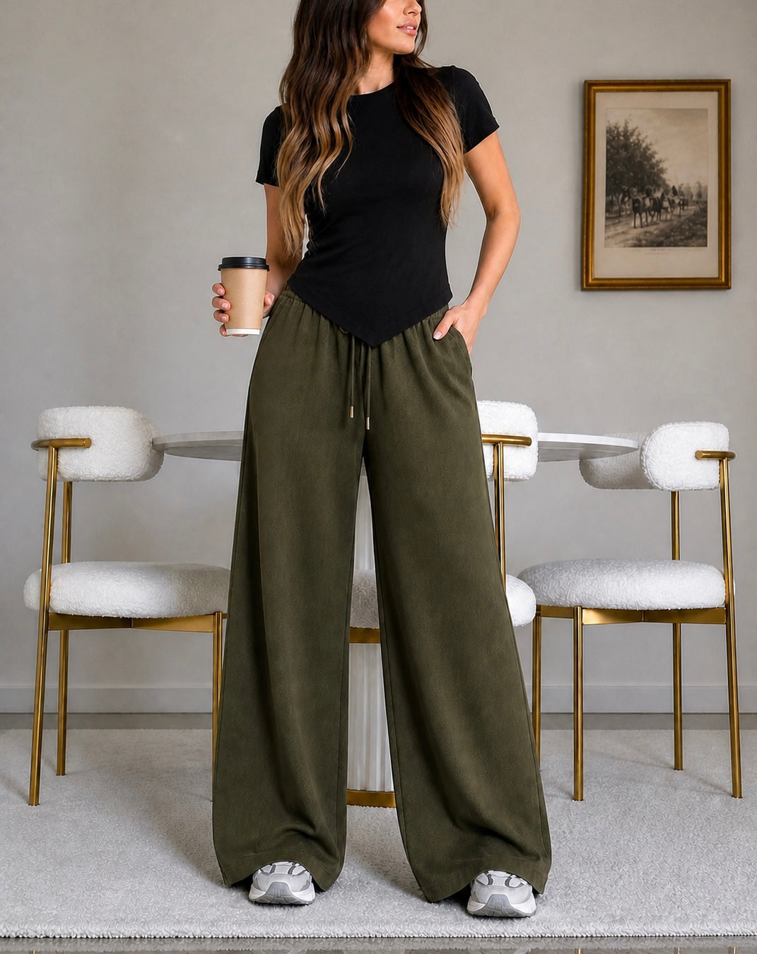 بنطلون كتان wide leg