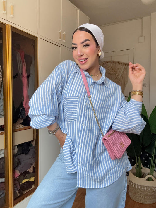 Linen Shirt - شميز مقلم كتان