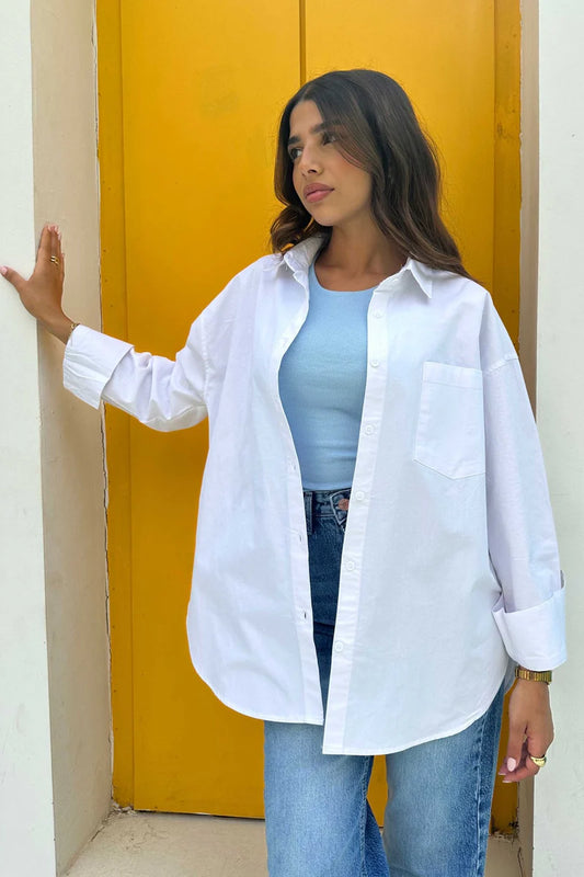 شميز بوبلين - ابيض