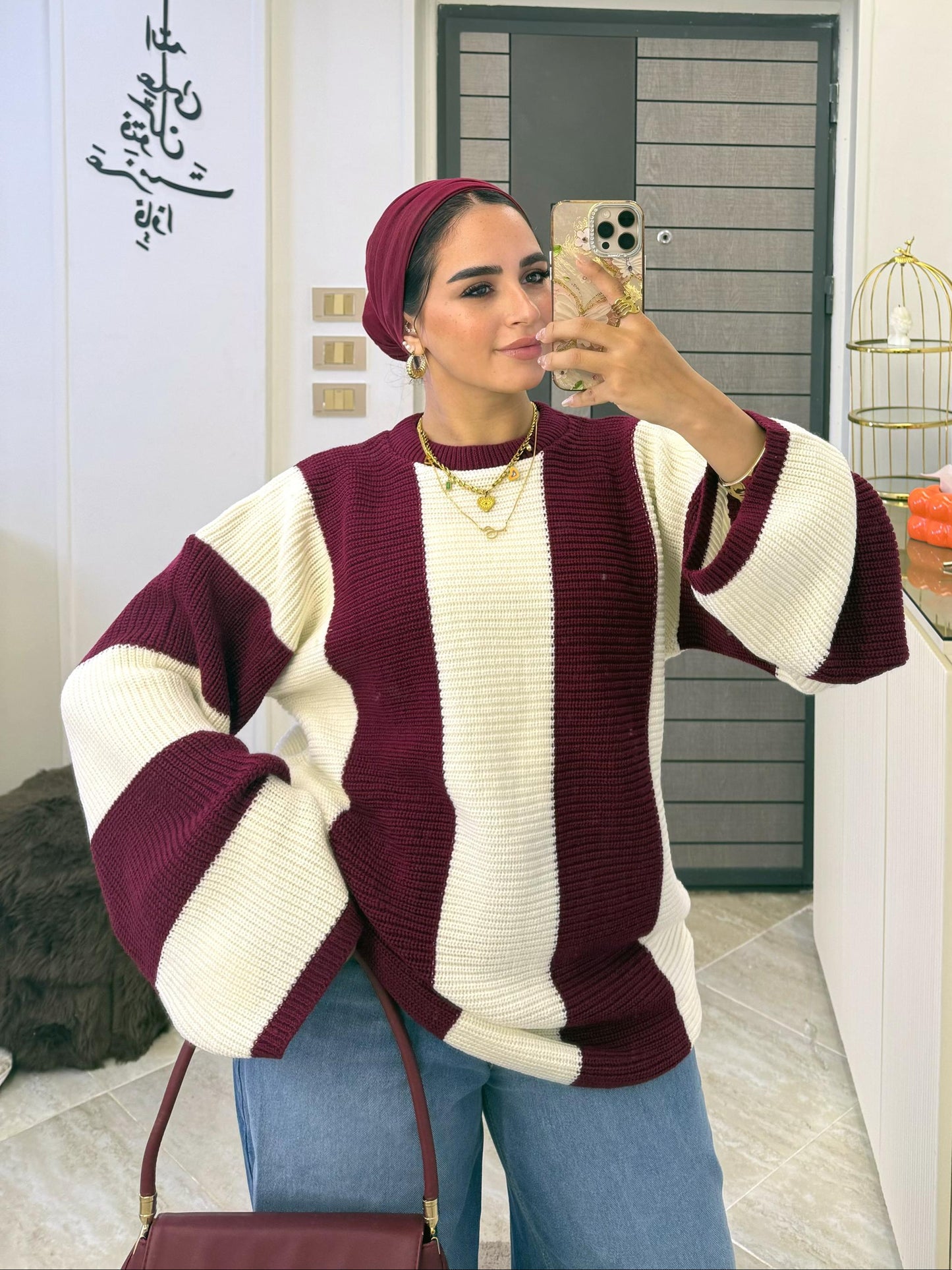 بلوفر صوف مقلم